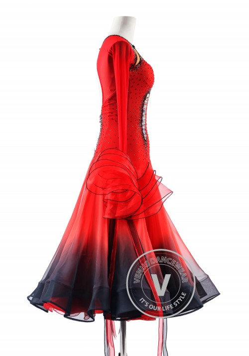 Rose Shadow Ballroom Waltz Smooth Competition Dance Dress