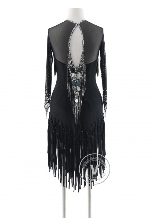 Rhythm Black Diamond Fringe Latin Rhythm Competition Dance Dress