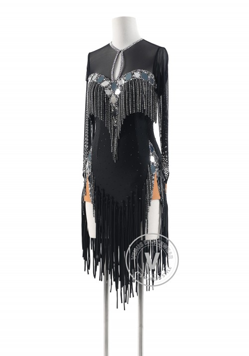 Rhythm Black Diamond Fringe Latin Rhythm Competition Dance Dress