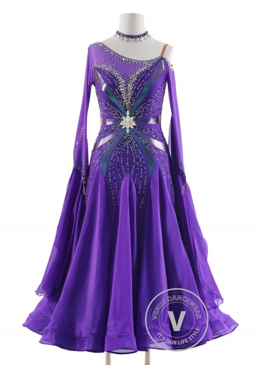 Mysterious Mirage Elegance Ballroom Waltz Smooth Competition Dance Dress