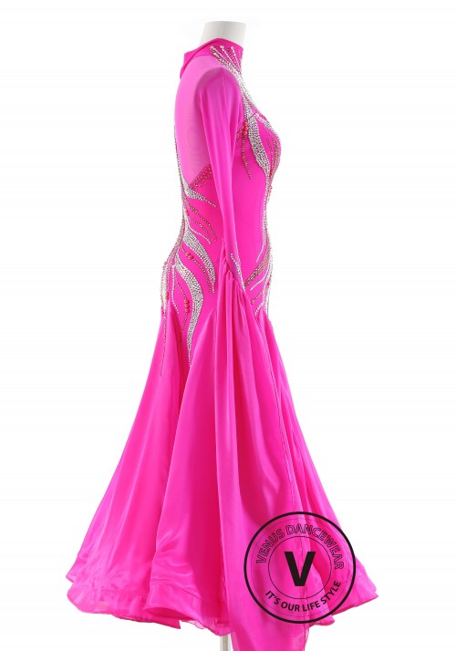 Magenta Vibrant Visions Dress Elegance Ballroom Waltz Smooth Competition Dance Dress