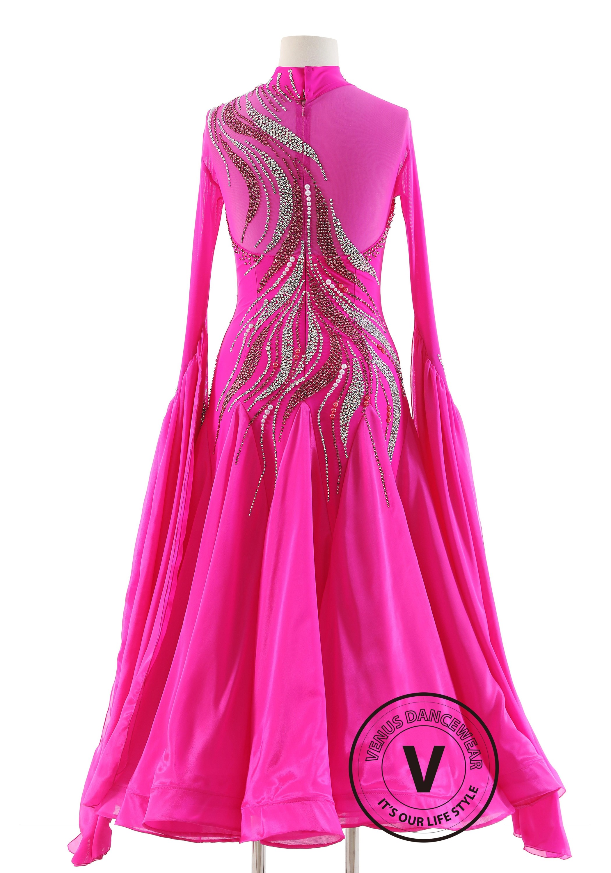 Magenta Vibrant Visions Dress Pearl Silk Skirt Ballroom Waltz Smooth ...