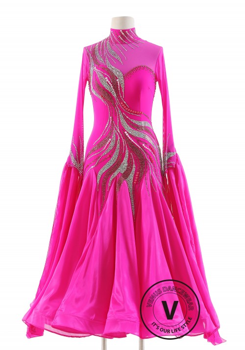 Magenta Vibrant Visions Dress Elegance Ballroom Waltz Smooth Competition Dance Dress