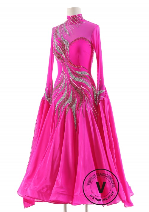 Magenta Vibrant Visions Dress Elegance Ballroom Waltz Smooth Competition Dance Dress