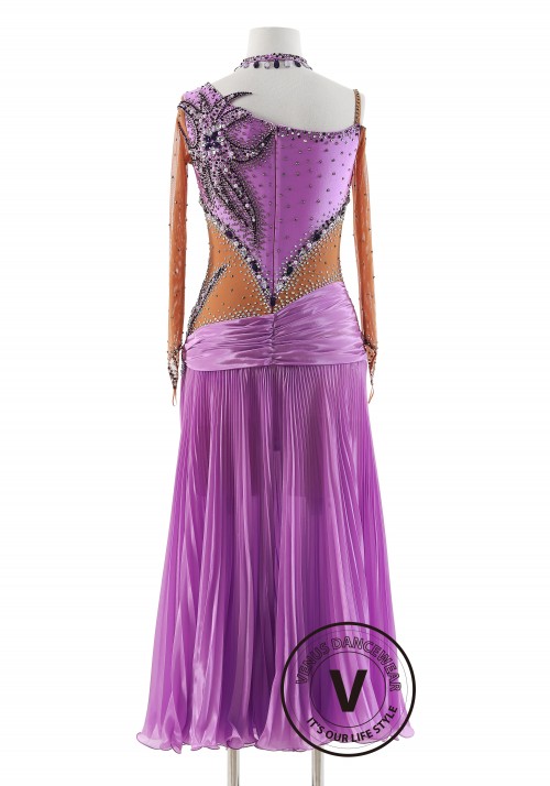 Lavender Luxe American Smooth Dance Pleated skirt Ballroom Waltz Smooth Competition Dance Dress