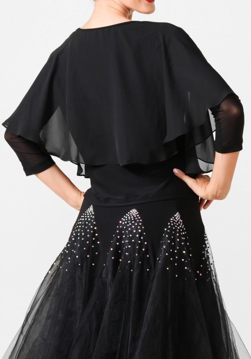 Luxury Black Chiffon and Crepe Top PF01005