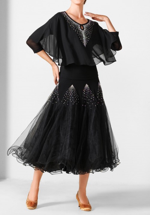 Luxury Black Chiffon and Crepe Top PF01005