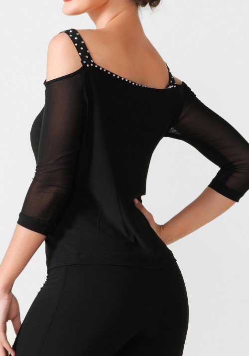 Luxury Black Crepe Top PF01007T