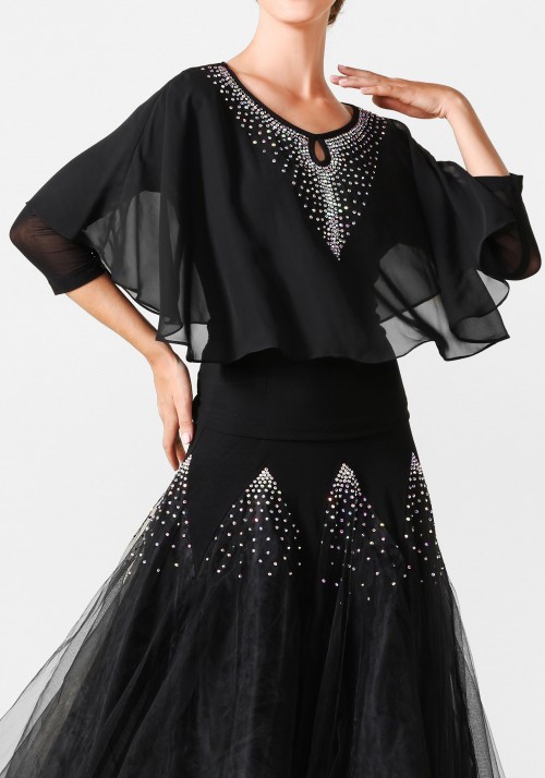 Luxury Black Chiffon and Crepe Top PF01005