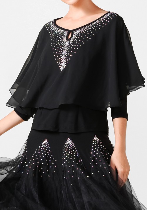 Luxury Black Chiffon and Crepe Top PF01005