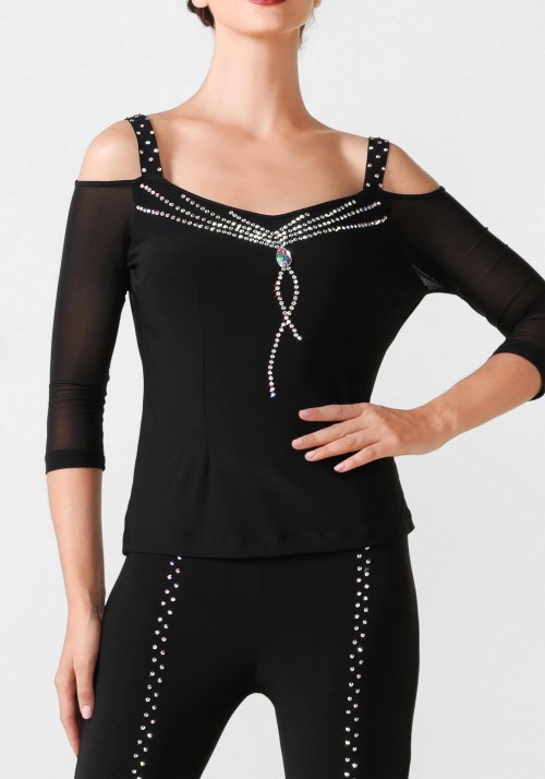 Luxury Black Crepe Top PF01007T