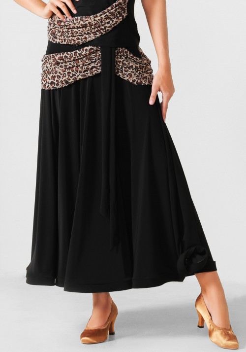 Luxury Crepe and Leopard Print Chiffon Ballroom/Smooth Skirt PF01012S