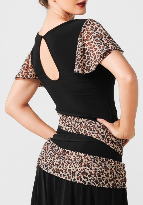 Luxury Crepe and Leopard Print Chiffon Top PF01012T