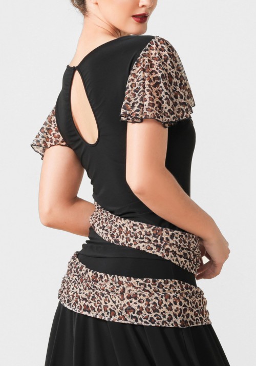 Luxury Crepe and Leopard Print Chiffon Top PF01012T