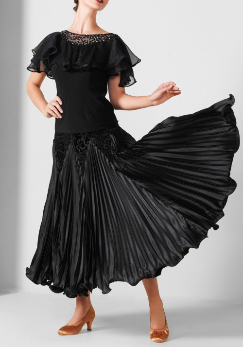 Velvet and Silk Pleated Ballroom/Smooth Skirt PF01018S