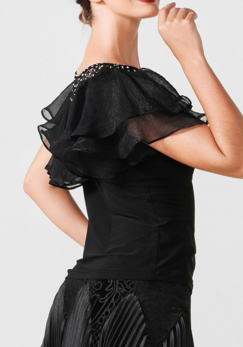 Luxury Black Crepe Top PF01018T