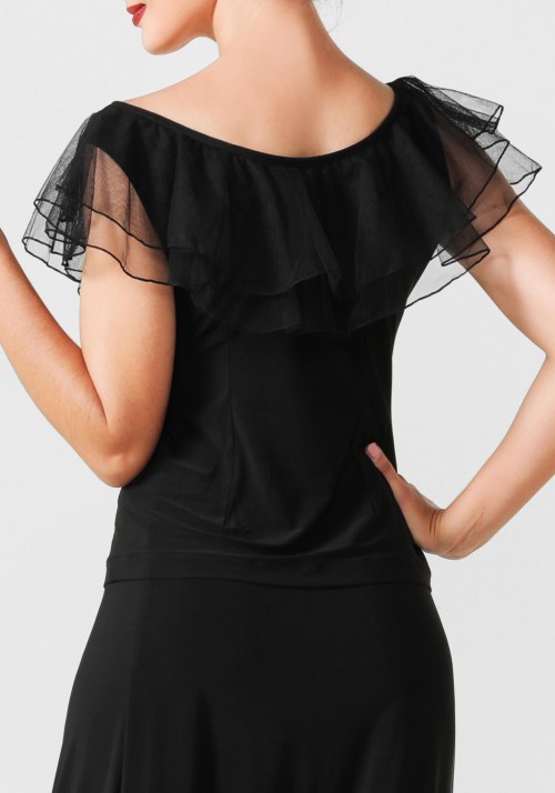 Luxury Black Crepe Top PF01019T