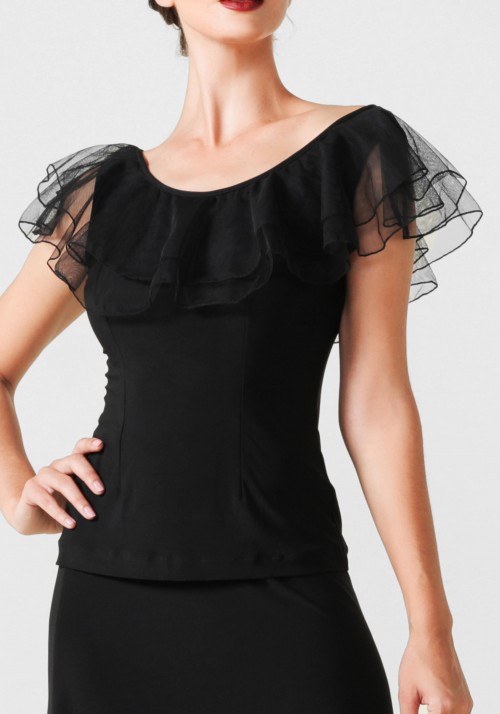 Luxury Black Crepe Top PF01019T