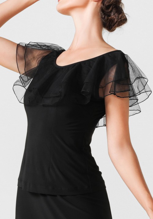 Luxury Black Crepe Top PF01019T