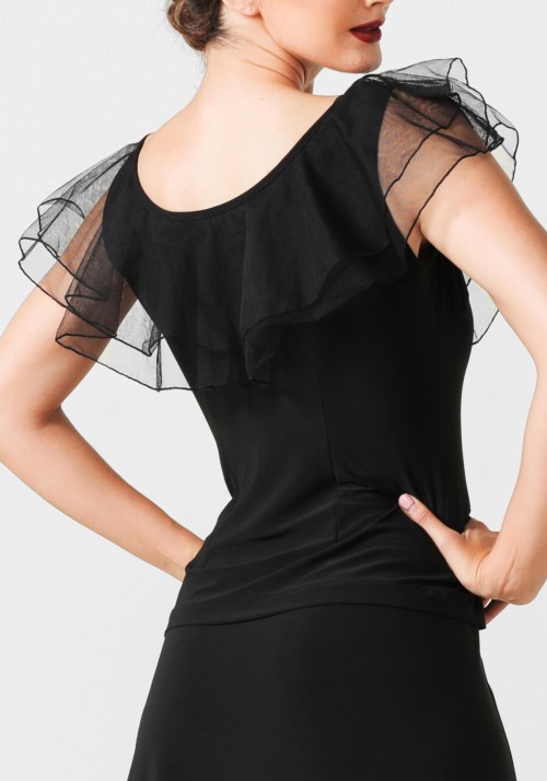 Luxury Black Crepe Top PF01019T