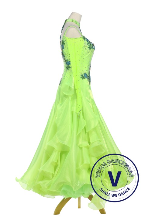 Grass Green Smooth Standard Ballroom Dance Competition Dress