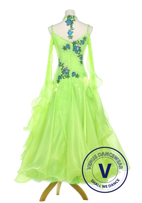 Grass Green Smooth Standard Ballroom Dance Competition Dress