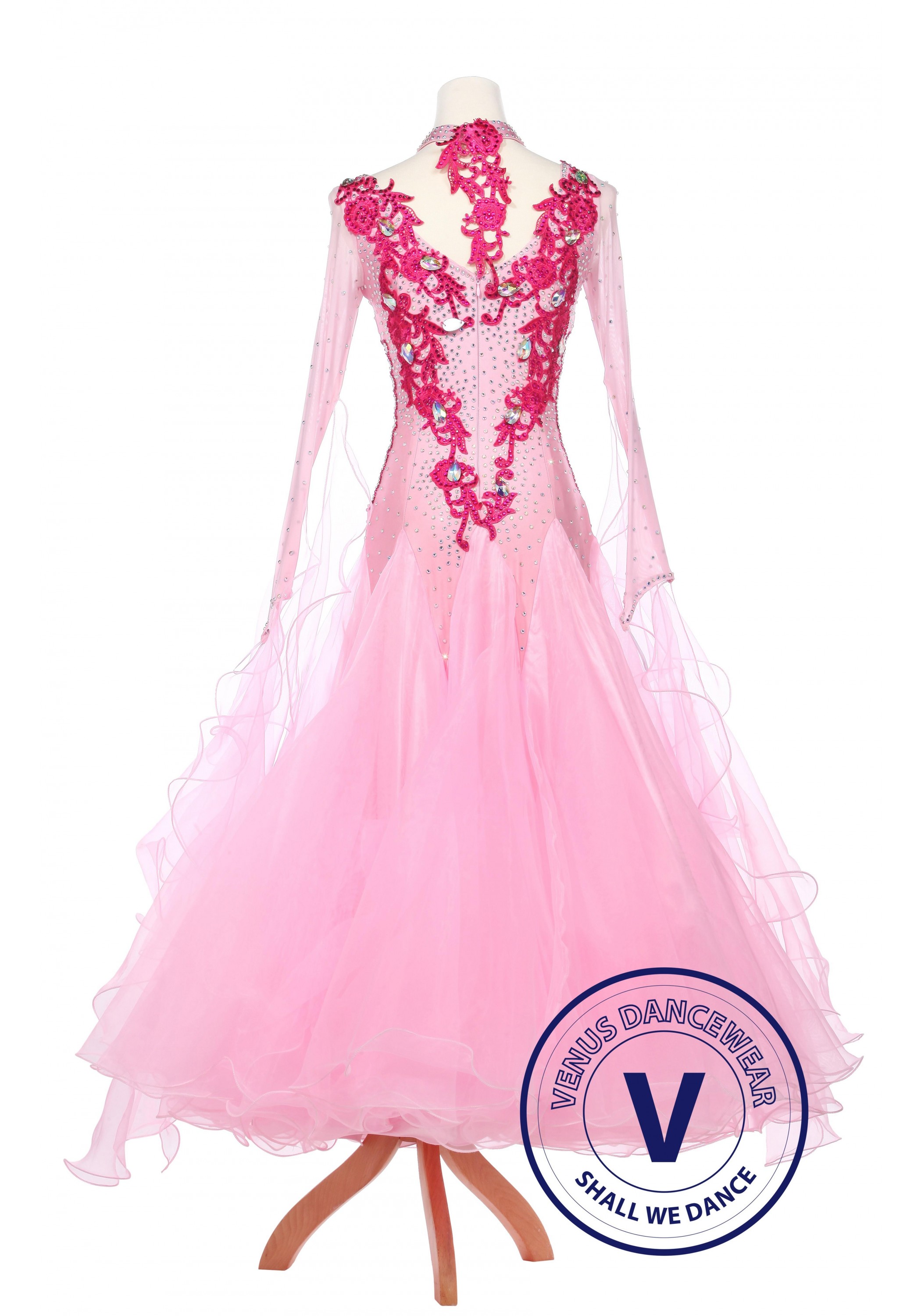 Pink Dragon Women Ballroom Smooth Waltz Standard Competition Dress