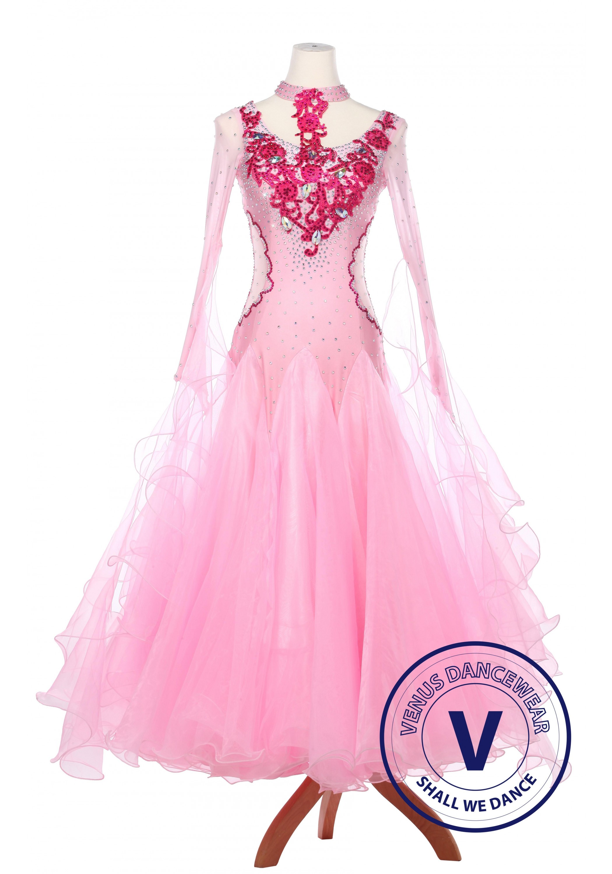 Pink Dragon Women Ballroom Smooth Waltz Standard Competition Dress
