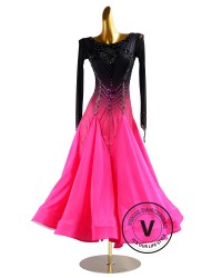 Black Shading Magenta Skirt Ballroom Waltz Smooth Competition Dance Dress