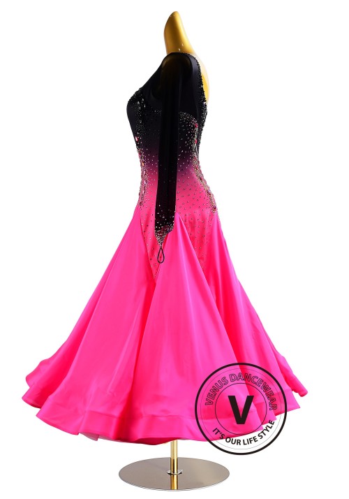 Black Shading Magenta Skirt Ballroom Waltz Smooth Competition Dance Dress