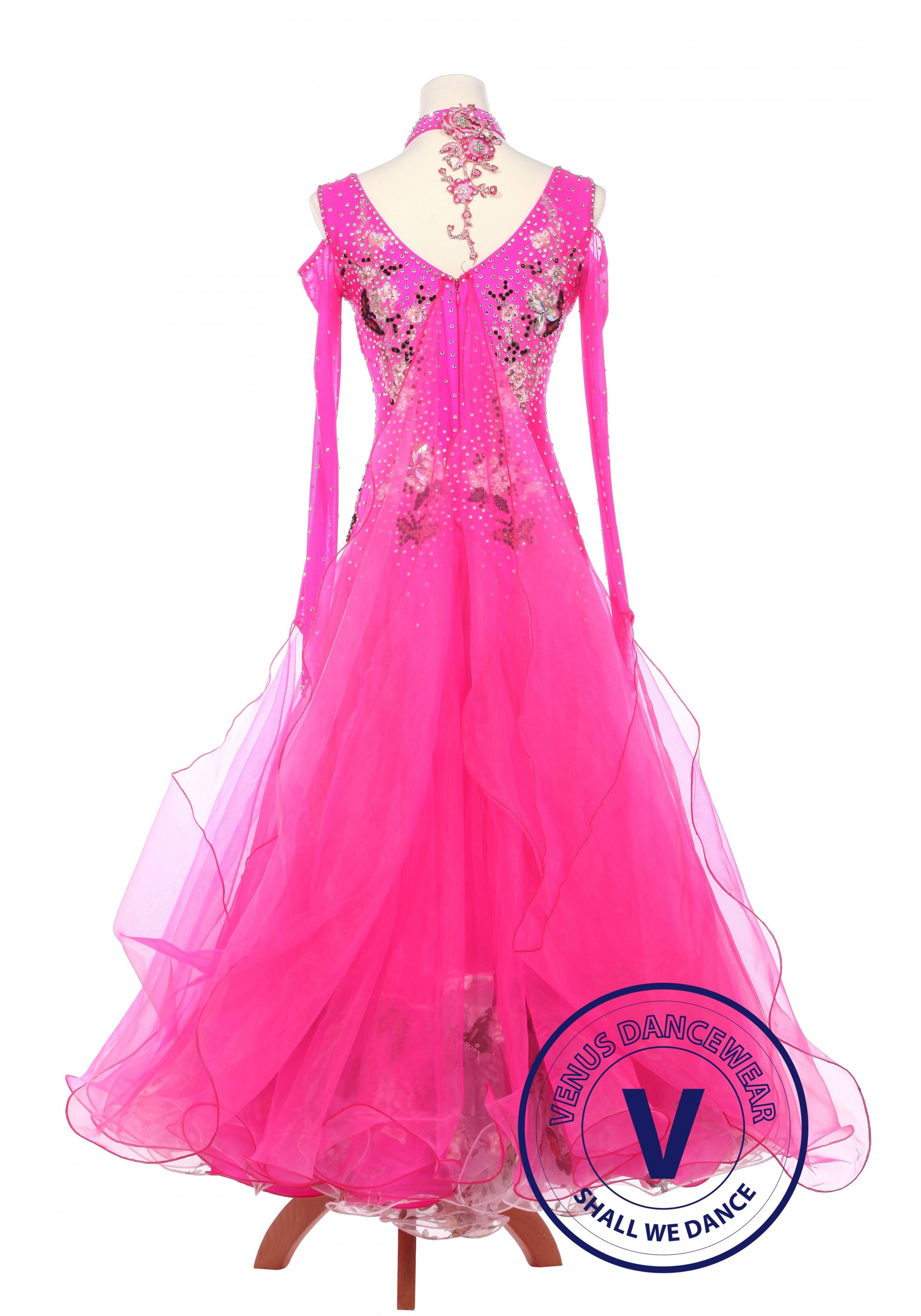 Pink Butterfly Lady Smooth Foxtrot Waltz Standard Competition Ballroom ...