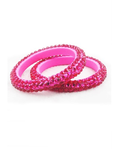 Luminous Pink Rose Crystals Bangles BL0002