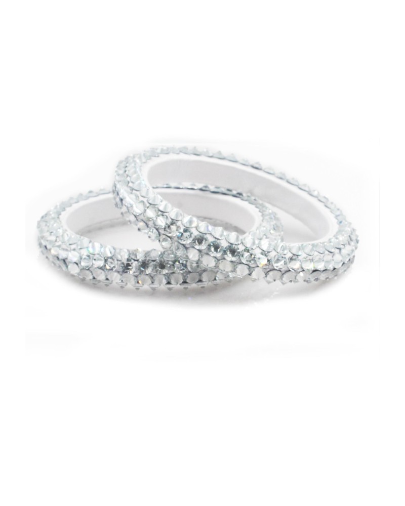 Luminous Silver Clear Crystals Bangles BL0005