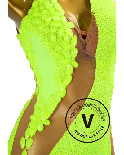 Fluorescent Green Waltz Smooth Ballroom Dress for Competition Performance