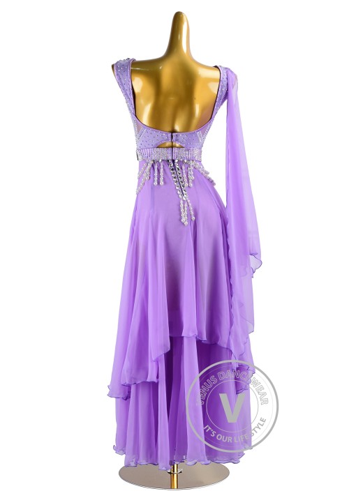 Lavender Tencel Skirt Waltz Smooth Ballroom Dress for Competition Performance