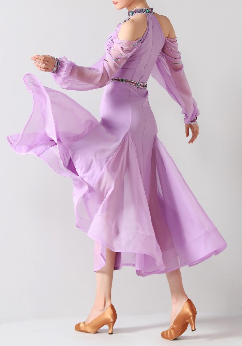 Lavender Luxury Crepe Ballroom Smooth Practice Dance Dress