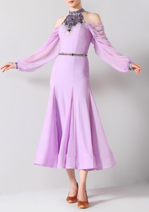 Lavender Luxury Crepe Ballroom Smooth Practice Dance Dress