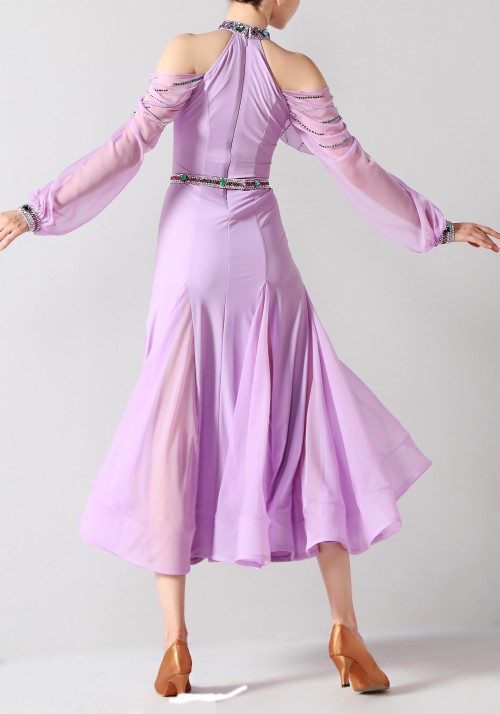 Lavender Luxury Crepe Ballroom Smooth Practice Dance Dress