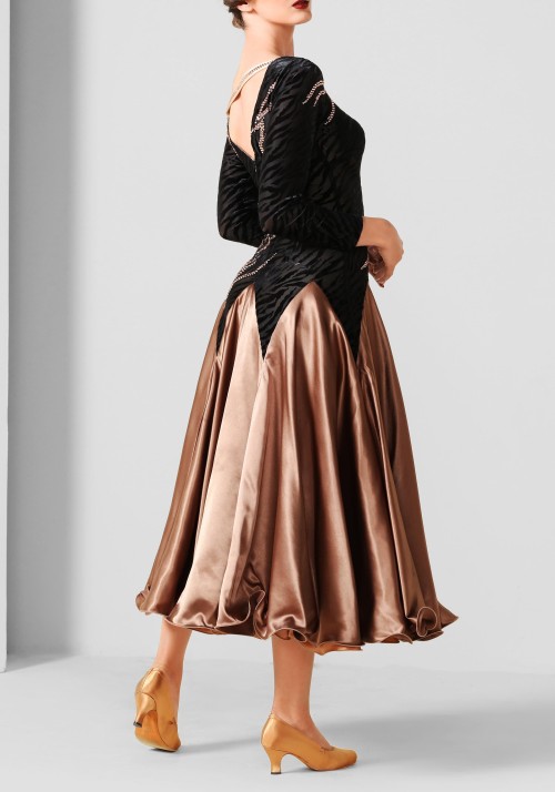 Mocha Luxury Crepe and Silk Ballroom Smooth Practice Dance Dress