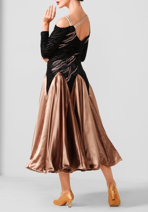 Mocha Luxury Crepe and Silk Ballroom Smooth Practice Dance Dress