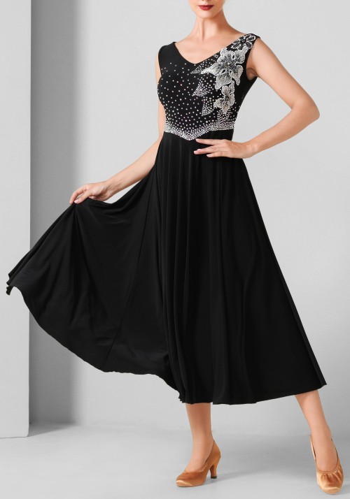 copy of Leopard Two-tone Skirt Luxury Crepe Ballroom Smooth Practice Dance Dress