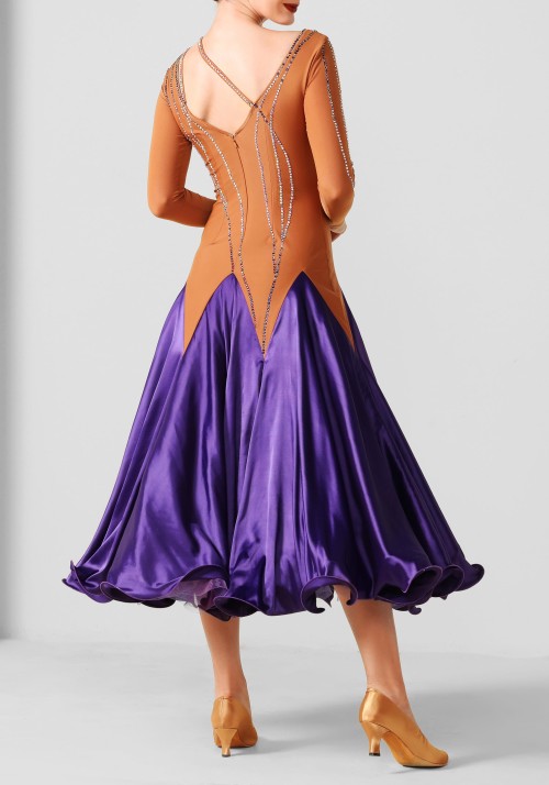 Purple Silk Ballroom Smooth Practice Dance Dress