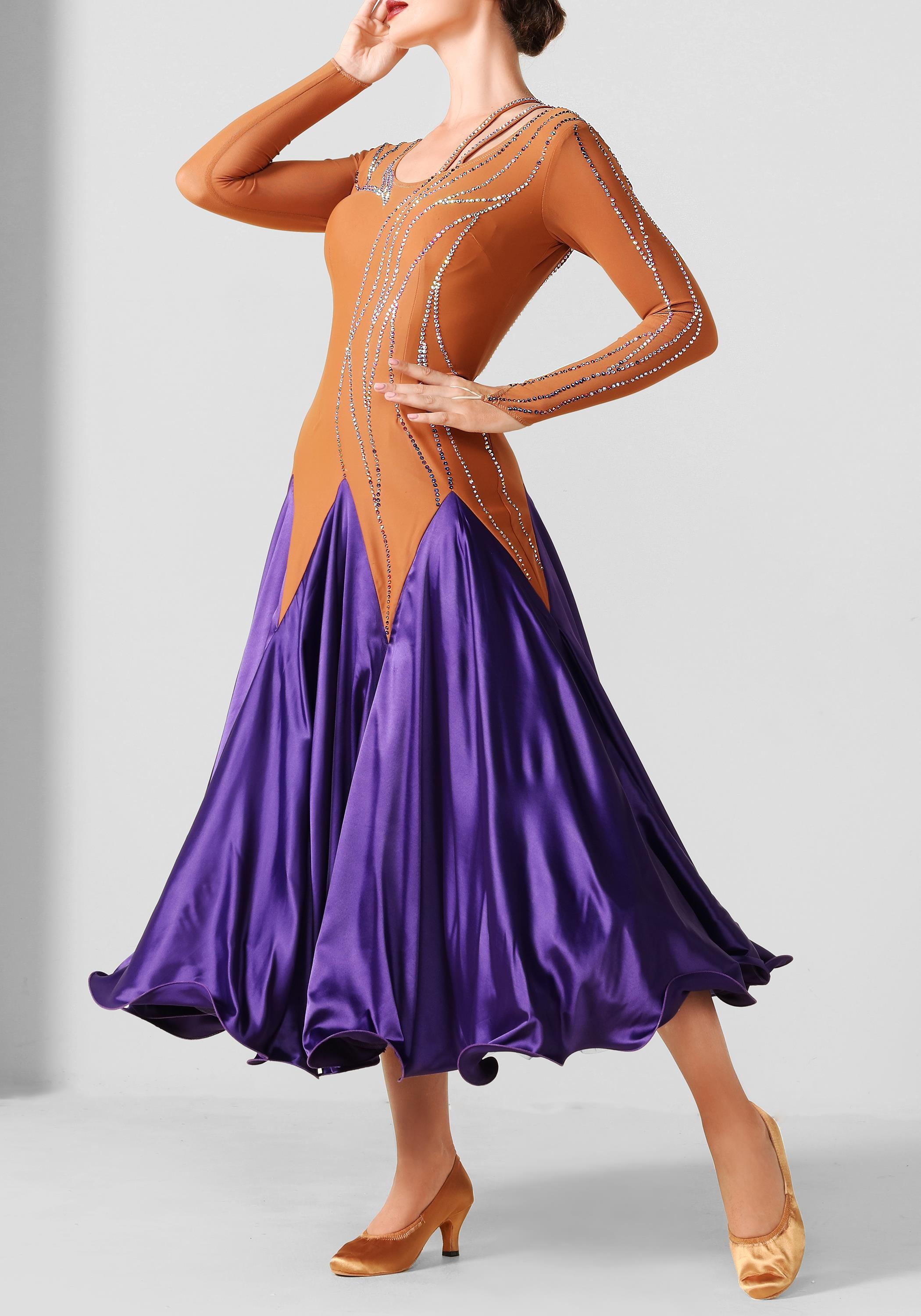 Purple Silk Ballroom Smooth Practice Dance Dress