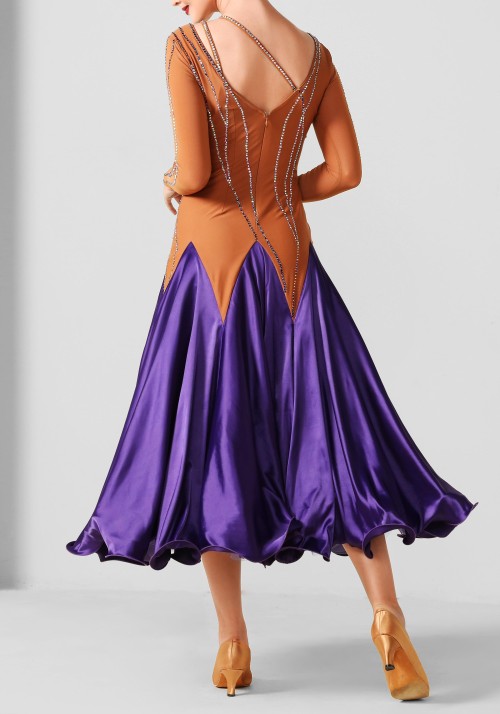 Purple Silk Ballroom Smooth Practice Dance Dress