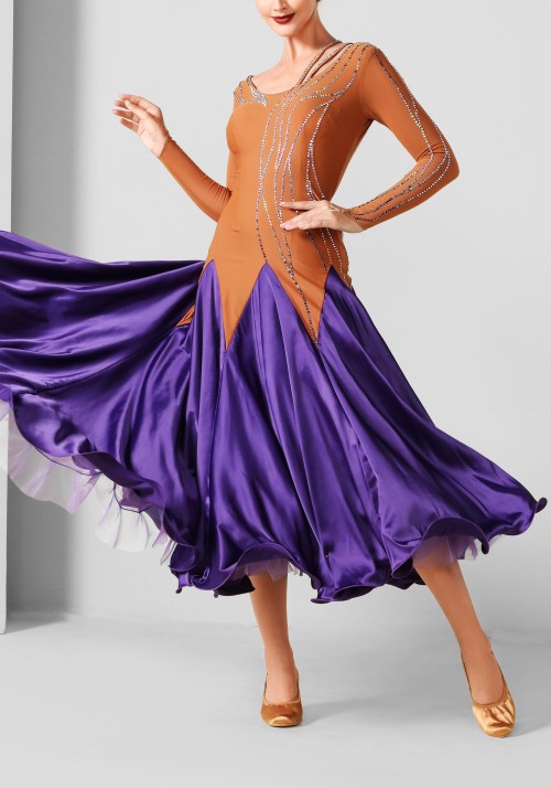 Purple Silk Ballroom Smooth Practice Dance Dress