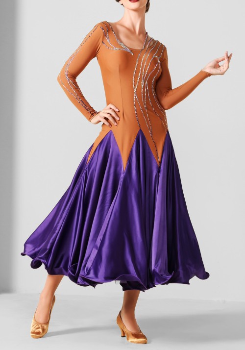 Purple Silk Ballroom Smooth Practice Dance Dress