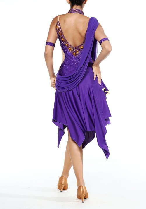 Royal Purple Luxury Crepe Latin Rhythm Practice Dance Dress