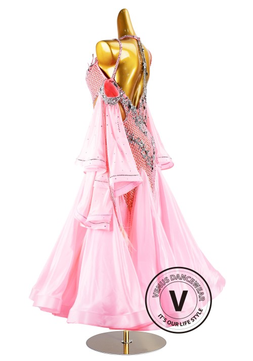 Pink Netting  Waltz Smooth Ballroom Dress for Competition Performance