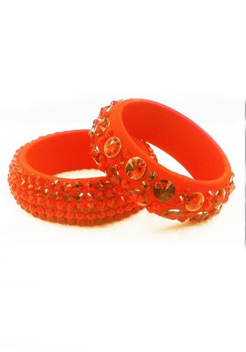 Luminous Bold Luxe Orange Crystals Bangles WBL0001