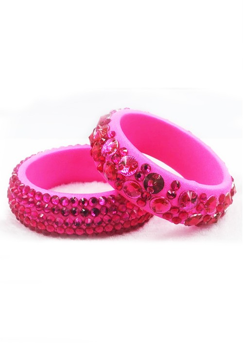 Luminous Bold Luxe Pink Rose Crystals Bangles WBL0002